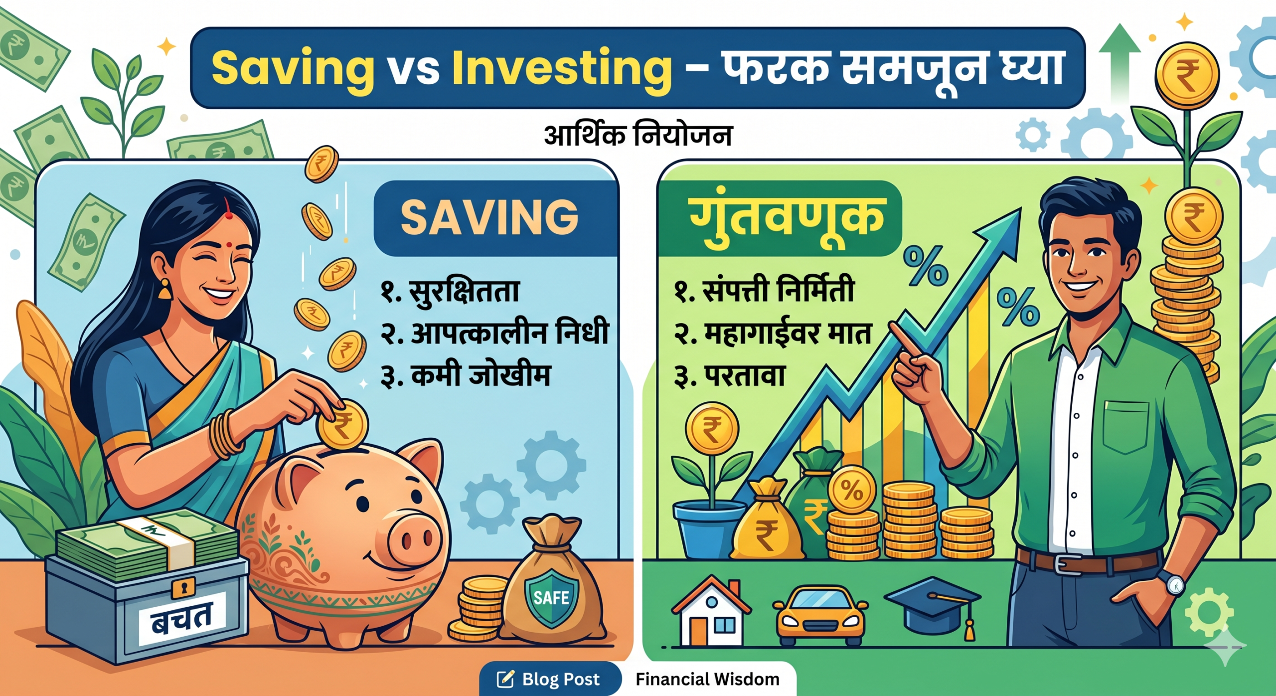 बचत (Saving) vs गुंतवणूक (Investing): नेमका फरक काय?